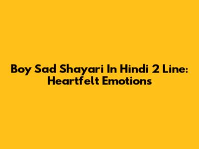 Boy Sad Shayari In Hindi 2 Line: Heartfelt Emotions