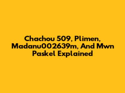 Chachou 509, Plimen, Madanu002639m, And Mwn Paskel Explained